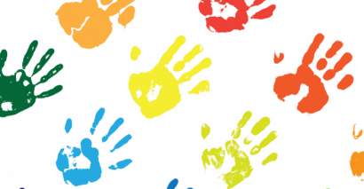 Handprints to signify all about me activities for EYFS